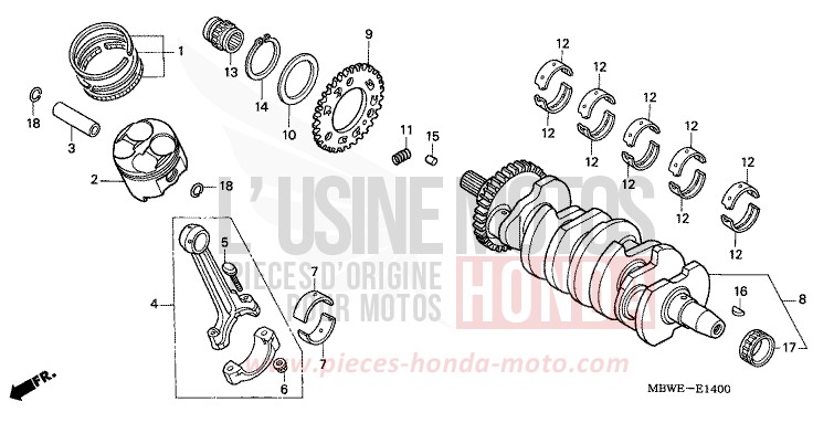 KURBELWELLE/KOLBEN von CBR600F Special Edition ACCURATE SILVER METALLIC (NH146) von 2002